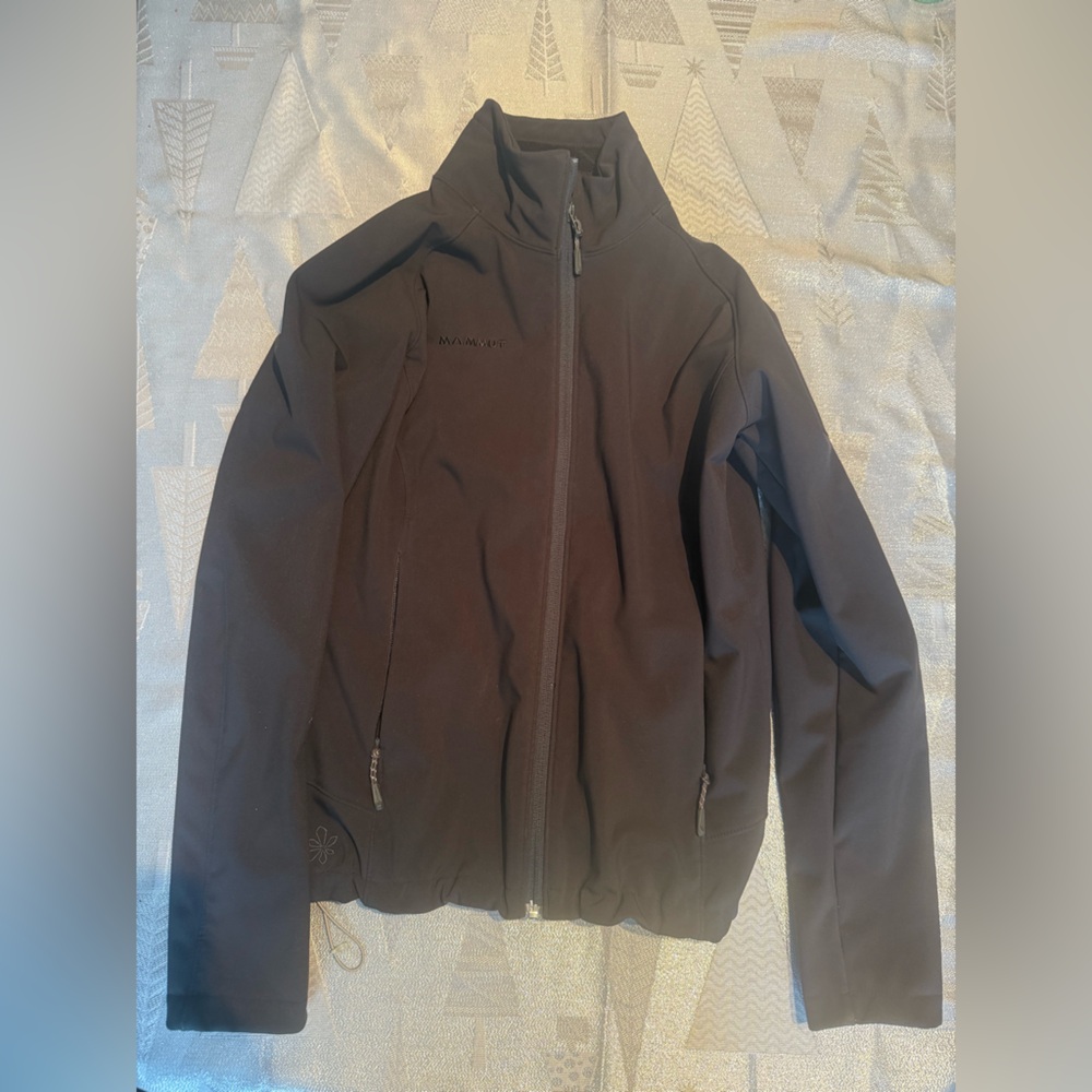 Mammut Full Zip Jacket Womens Size L Black Softshell Outdoor Hiking Fleece lined
